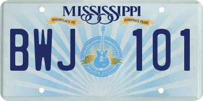MS license plate BWJ101