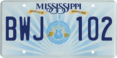 MS license plate BWJ102