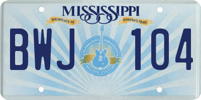 MS license plate BWJ104