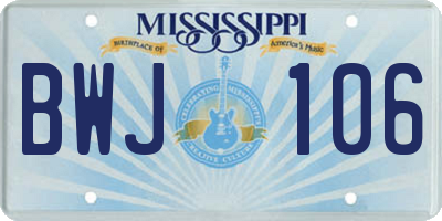 MS license plate BWJ106