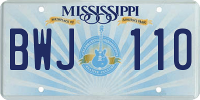 MS license plate BWJ110