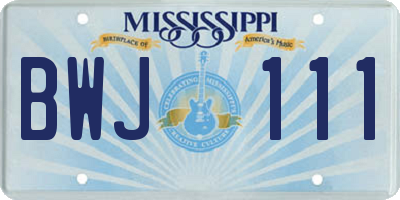 MS license plate BWJ111