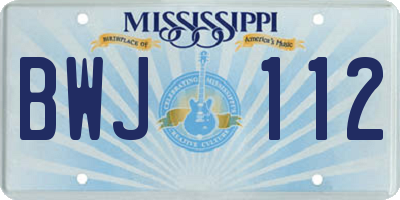 MS license plate BWJ112