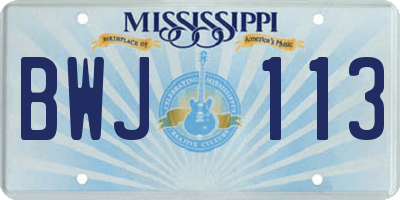 MS license plate BWJ113