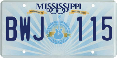 MS license plate BWJ115