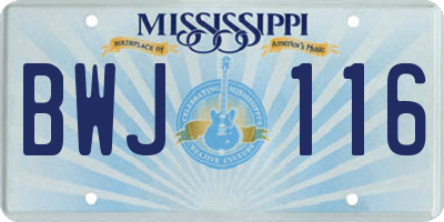 MS license plate BWJ116