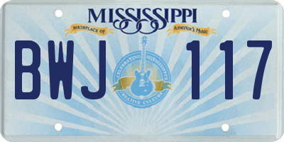 MS license plate BWJ117
