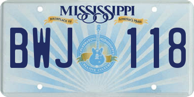 MS license plate BWJ118