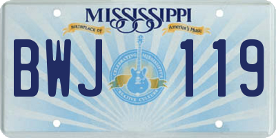 MS license plate BWJ119