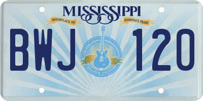 MS license plate BWJ120