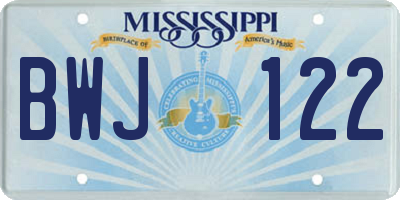 MS license plate BWJ122