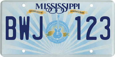MS license plate BWJ123