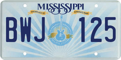 MS license plate BWJ125