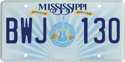 MS license plate BWJ130