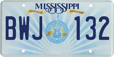 MS license plate BWJ132