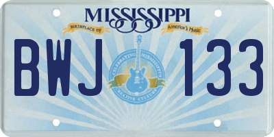 MS license plate BWJ133