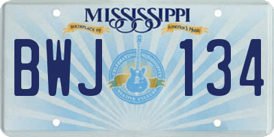 MS license plate BWJ134