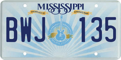 MS license plate BWJ135