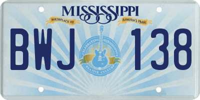 MS license plate BWJ138