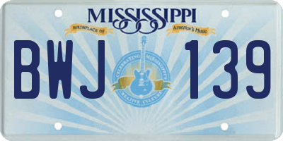 MS license plate BWJ139