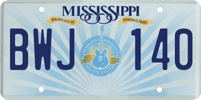 MS license plate BWJ140