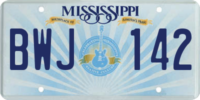MS license plate BWJ142