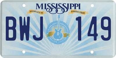 MS license plate BWJ149