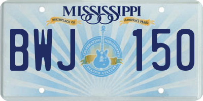 MS license plate BWJ150