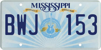 MS license plate BWJ153