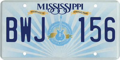 MS license plate BWJ156