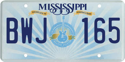 MS license plate BWJ165