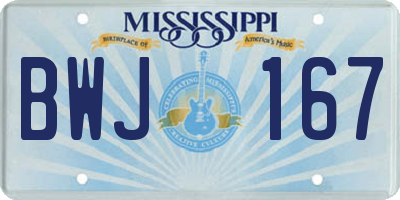 MS license plate BWJ167
