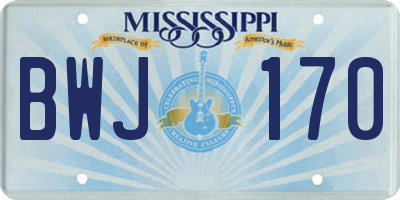 MS license plate BWJ170