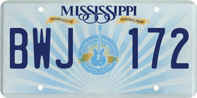 MS license plate BWJ172