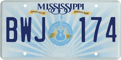 MS license plate BWJ174