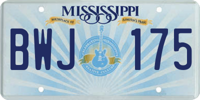 MS license plate BWJ175