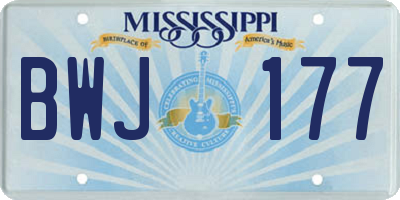MS license plate BWJ177