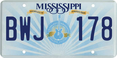 MS license plate BWJ178