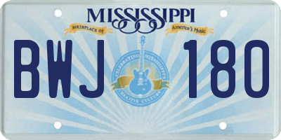 MS license plate BWJ180