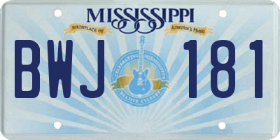 MS license plate BWJ181