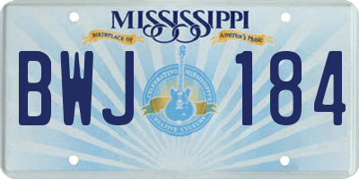 MS license plate BWJ184