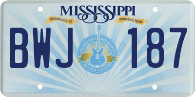 MS license plate BWJ187