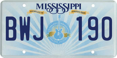 MS license plate BWJ190