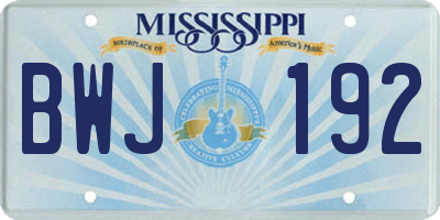 MS license plate BWJ192
