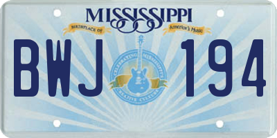 MS license plate BWJ194
