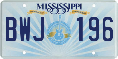 MS license plate BWJ196