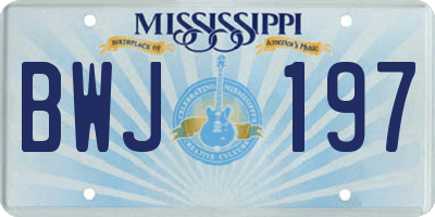 MS license plate BWJ197