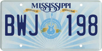 MS license plate BWJ198