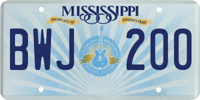 MS license plate BWJ200
