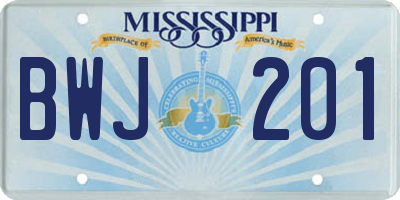 MS license plate BWJ201